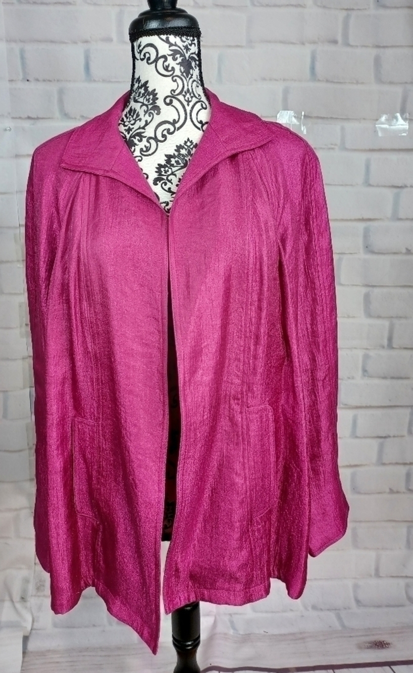 Chico's women's open front long sleeve cardigan size 1 pockets b29
